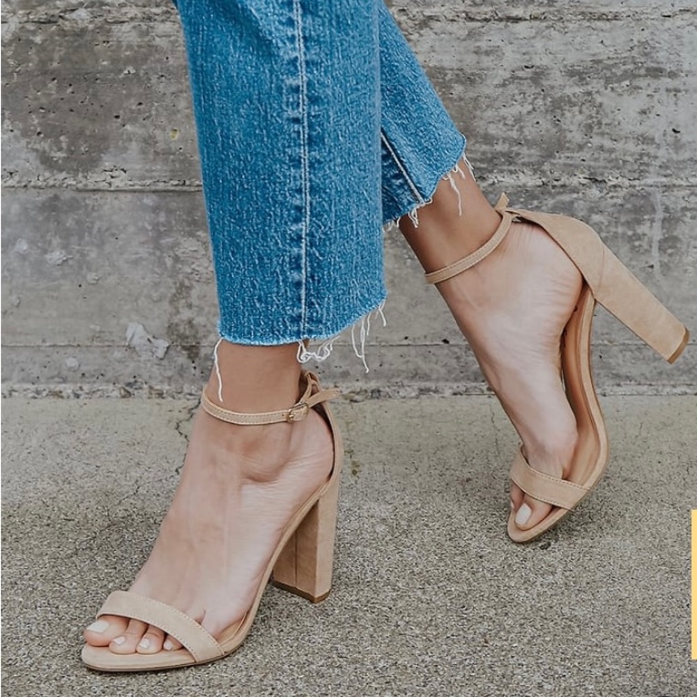 Lulus Taylor Natural Suede Ankle Strap Heels